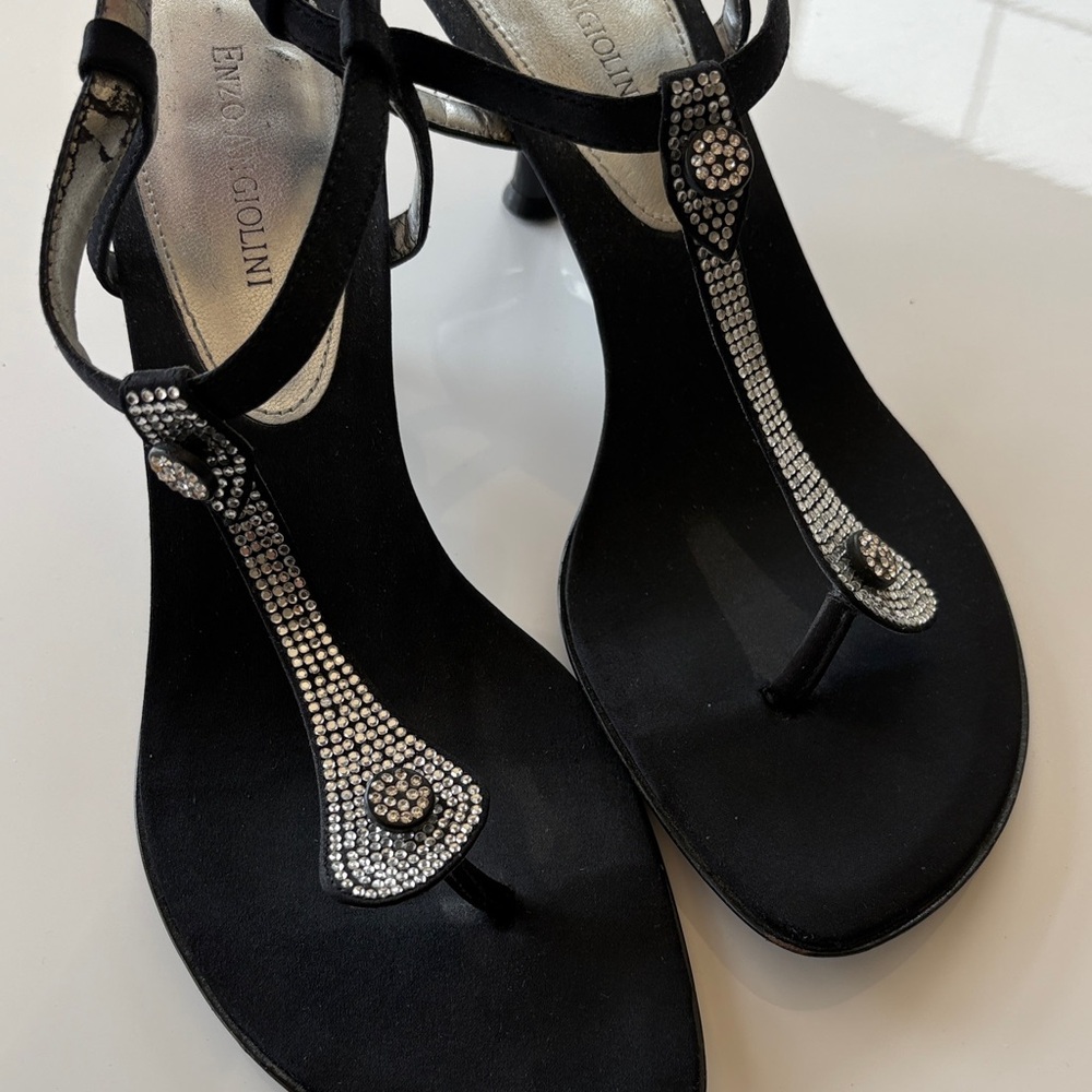 Enzo Angiolini Black Rhinestone Heels